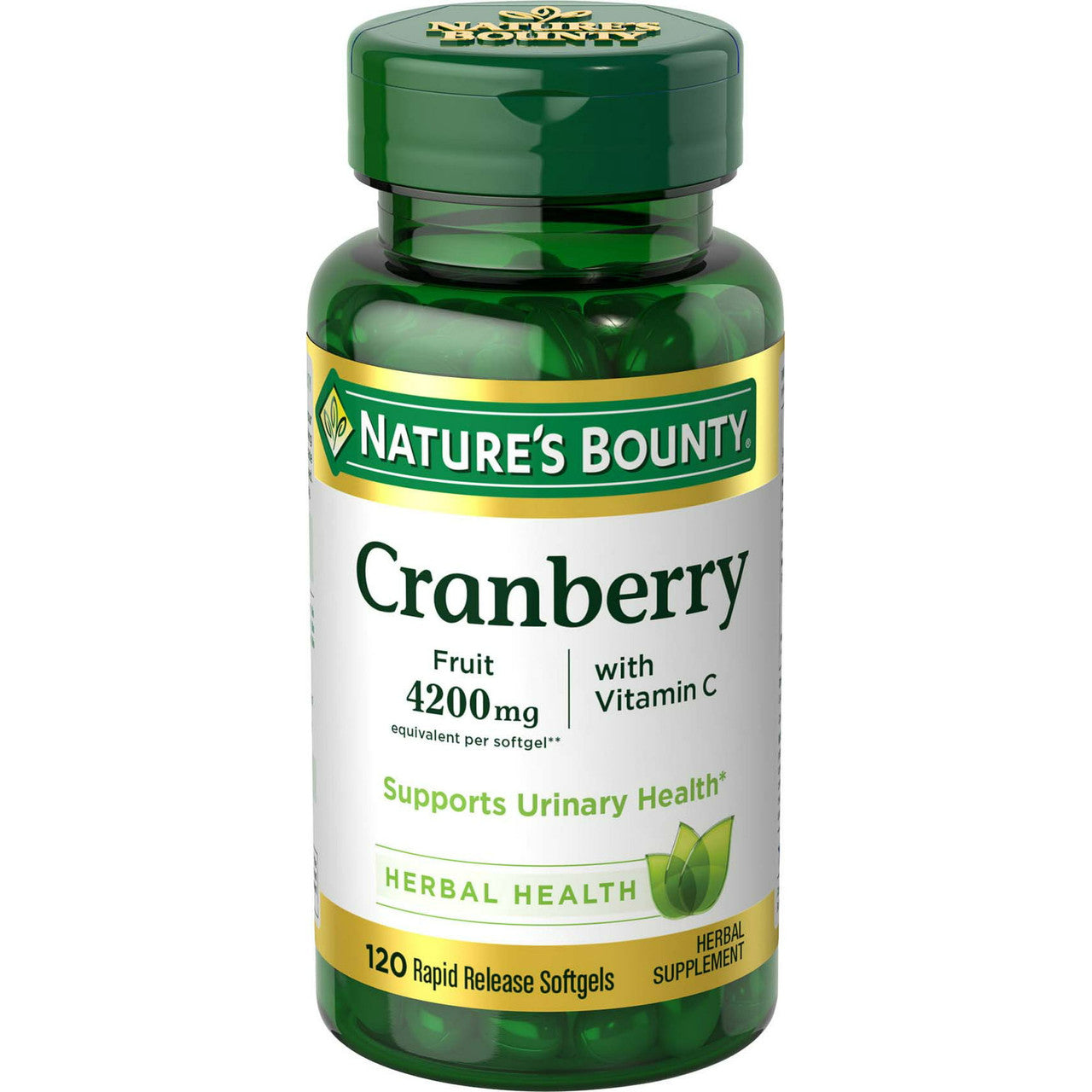 Natures Bounty Triple Strength Cranberry Fruit 4200 Mg Plus Vitamin C Softgels, 100 Ea